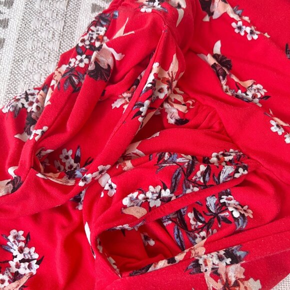 St. Tropez West Hawaiian Floral Red Dress Pockets Maxi Tank Womens Small Stretch - Picture 10 of 10